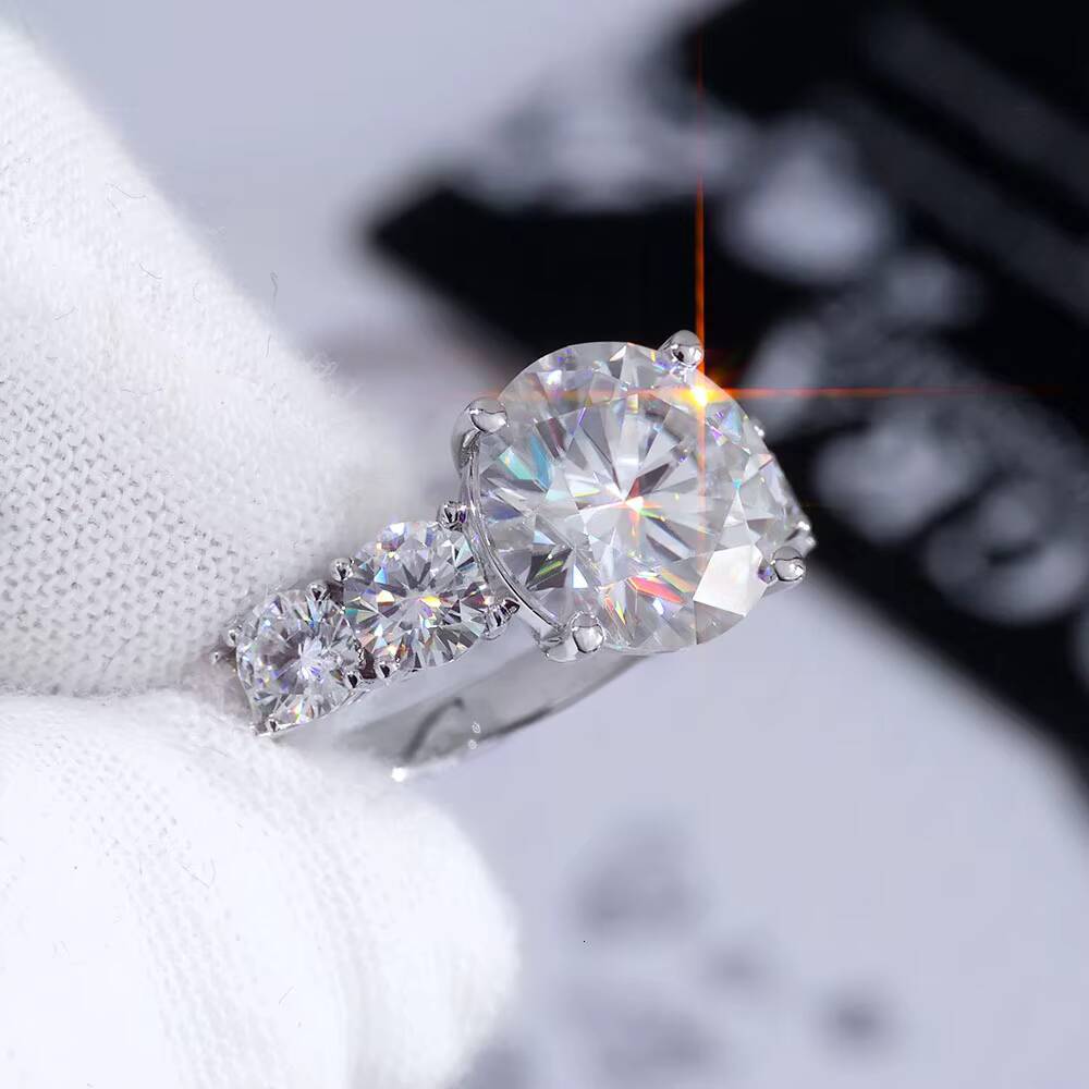 NUOYA Luxury 5 Ct D Color Moissanite Engagement Ring for Women 925 Silver Iced Out Lab Diamond Ring Custom Hip Hop Fine Jewelry