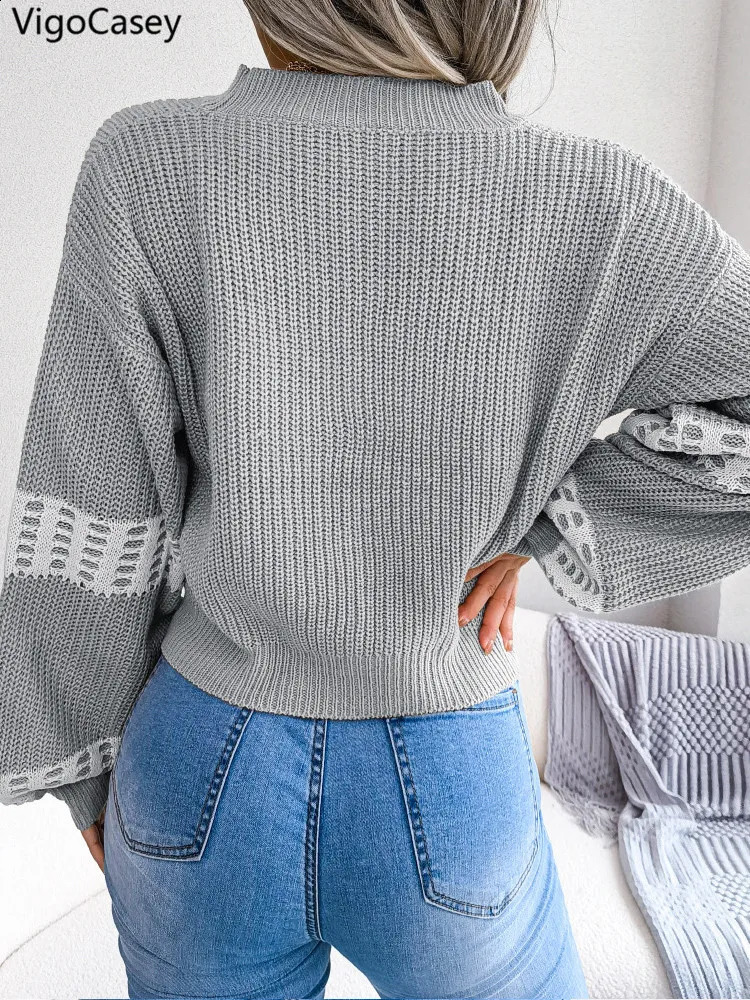 VigoCasey Autumn V Neck Single Breasted Sweater Cardigan Winter Women Casual Stripe Lady Loose Short Knitted Coat 251022