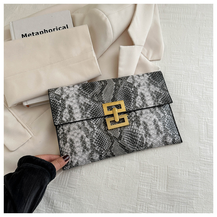 Luxury Brand Designer Bag Snakeskin Pattern Colorful Clutch Bag For Women 2024 Spring Summer New Fashion Personality Ultra-Thin Classified Storage Env