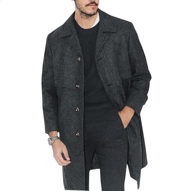 Mens Lapel Coat Office Street Casual Suit Wool Blends Outdoor with Lining Long Jackets Eu US Size Singlebreasted Men Clothing 251015