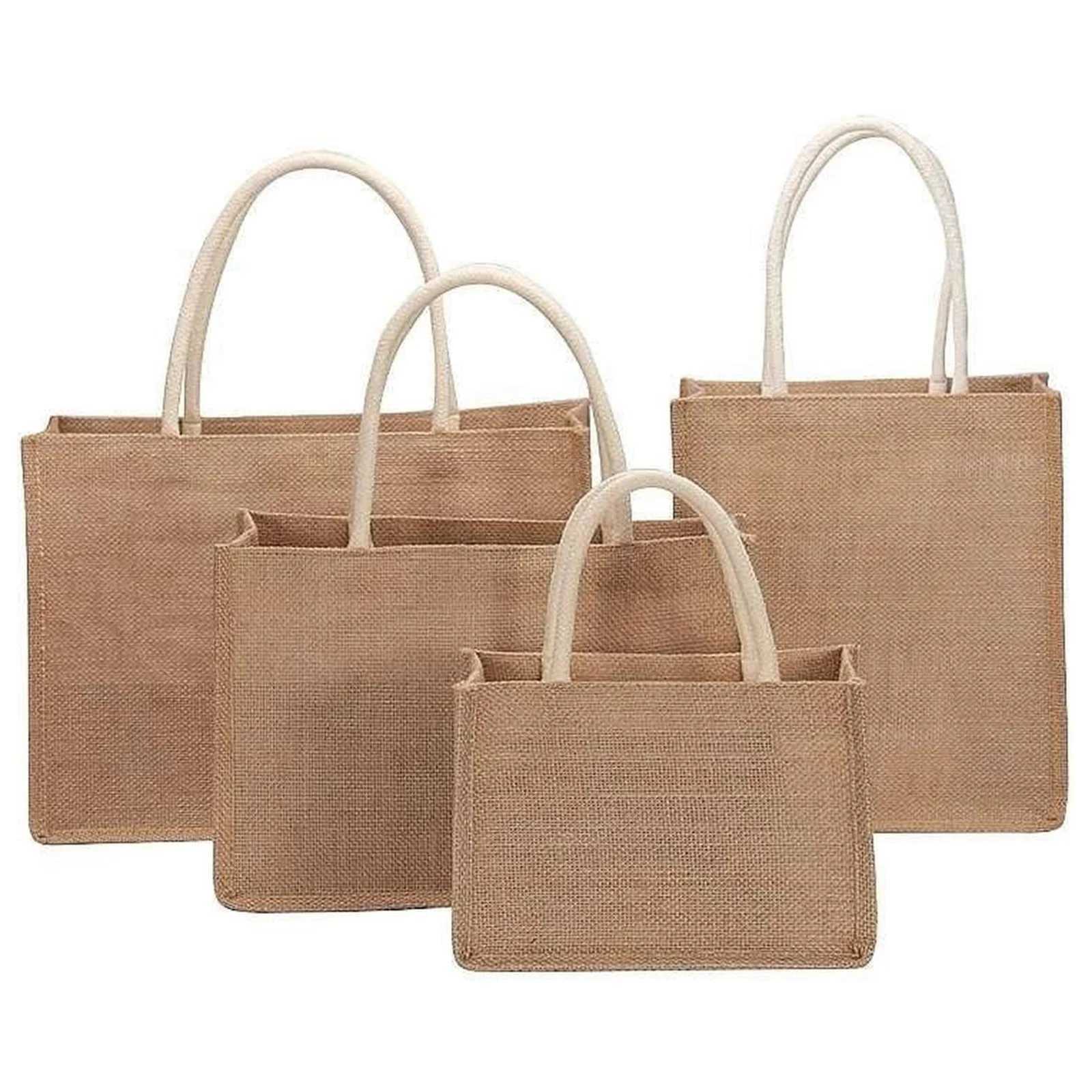 Burlap Tote Bags Blank Jute Beach Shopping Handbag Vintage Reusable Gift Bags with Handle for Grocery Crafts Birthday PartiesL251023