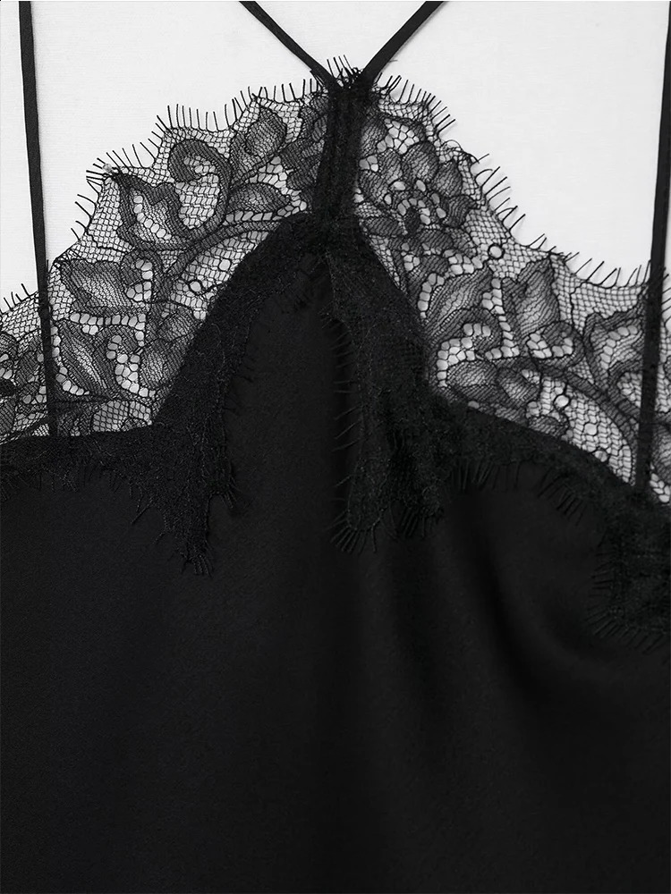 2025 Sexy Lace Spliced Sling Dresses For Women Elegant Sleeveless Backless Irregular Hem Dress Lady Chic Holiday Party Wear 251023