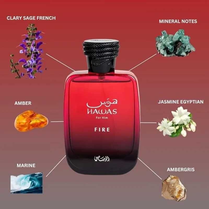 100ML RASASI Hawas Fire Eau De Parfum Pheromone Fragrance Arabian Womens Perfume Pheromone Cologne Man Attract The Opposite SexW251023