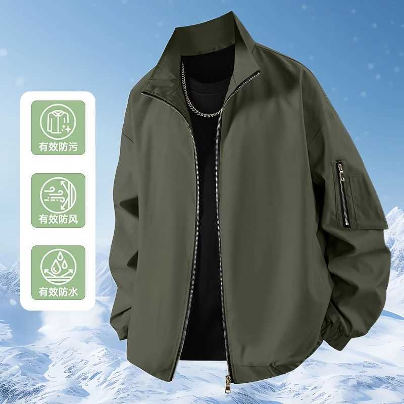 Fashion Solid Color Mens Assault Jacket 2025 Business Autumn Spring Standing Collar Jacket Casual Solid Color Coat W251023