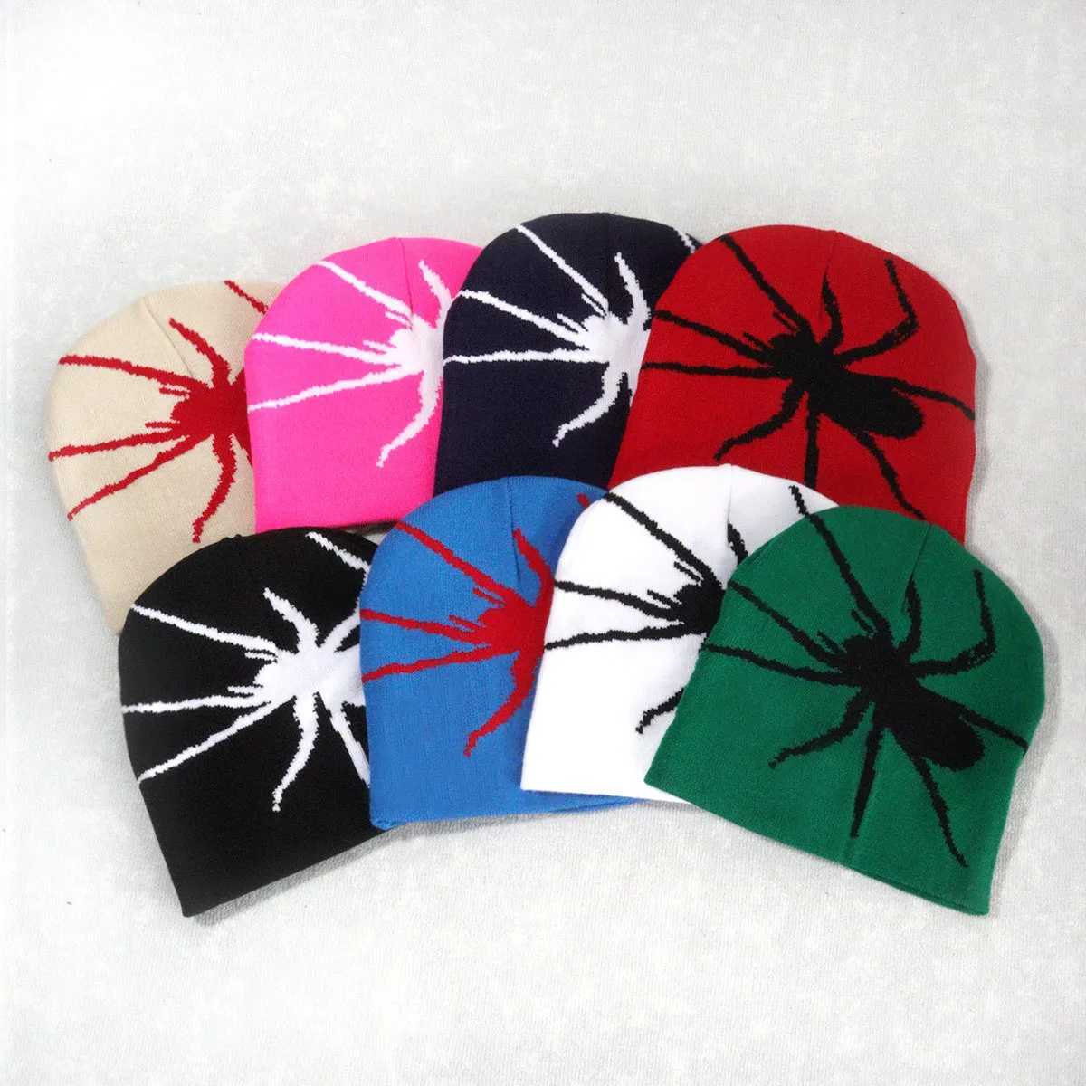 Fashion Knitting Spider Web Design Hat for Men Women Pullover Pile Cap Y2k Goth Warm Beanie Hats New Hiphop Street CapXJ251023