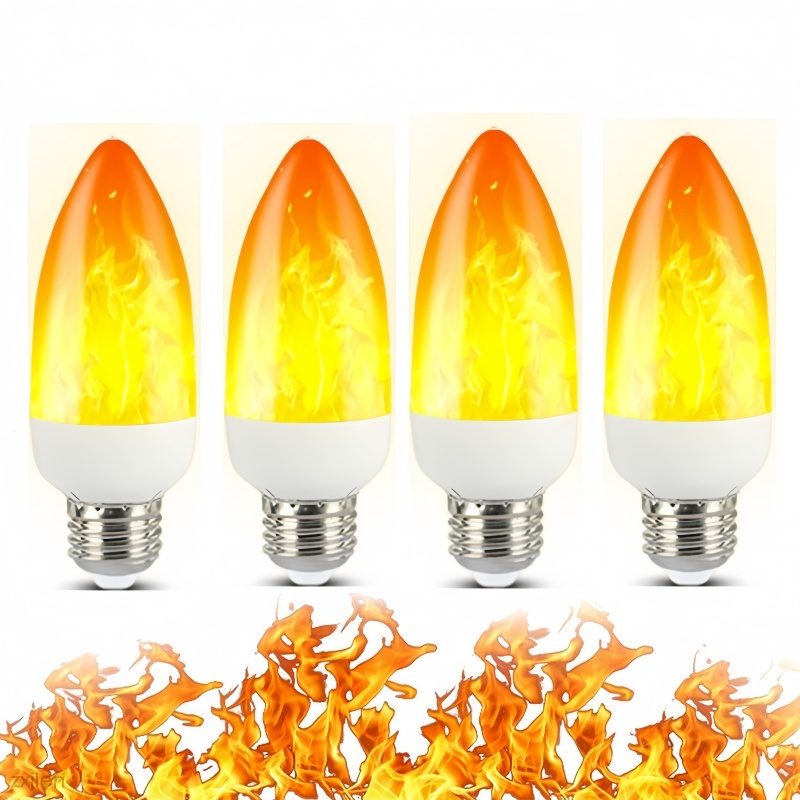 E27 LED Flame Light, Simulated Candle Fire Bulb for Outdoor Garden Decoration, 7W Warm Light Aluminum+ABS IP26 80-220V-Flame lamp