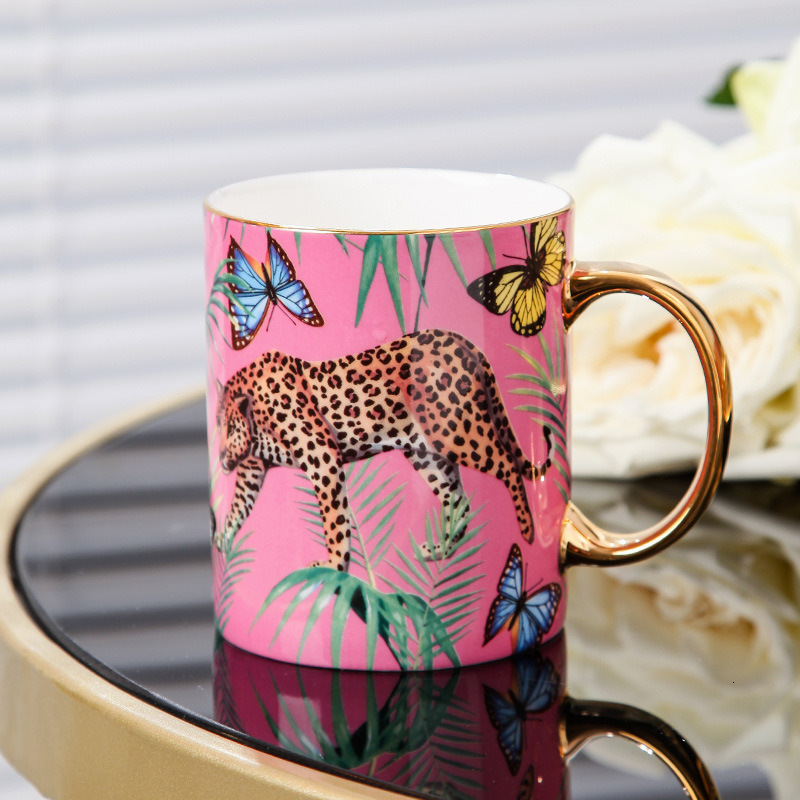 Meidao Jungle Cheetah High-Value European Bone China Mug Large Capacity Water Exquisite Coffee Cup Gift Box Set designer luxcury