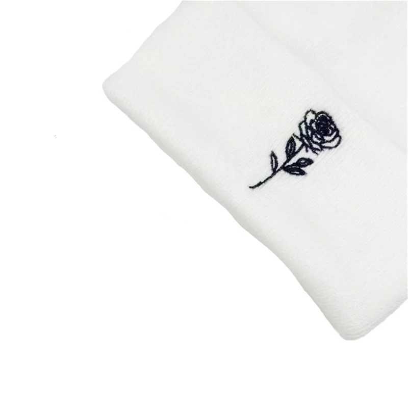 Autumn Winter Rose Floral broidery Sklies Beanies Hats Outdoor Warm Plover Knit Hat Coup Unisex Bonnet HatW251023