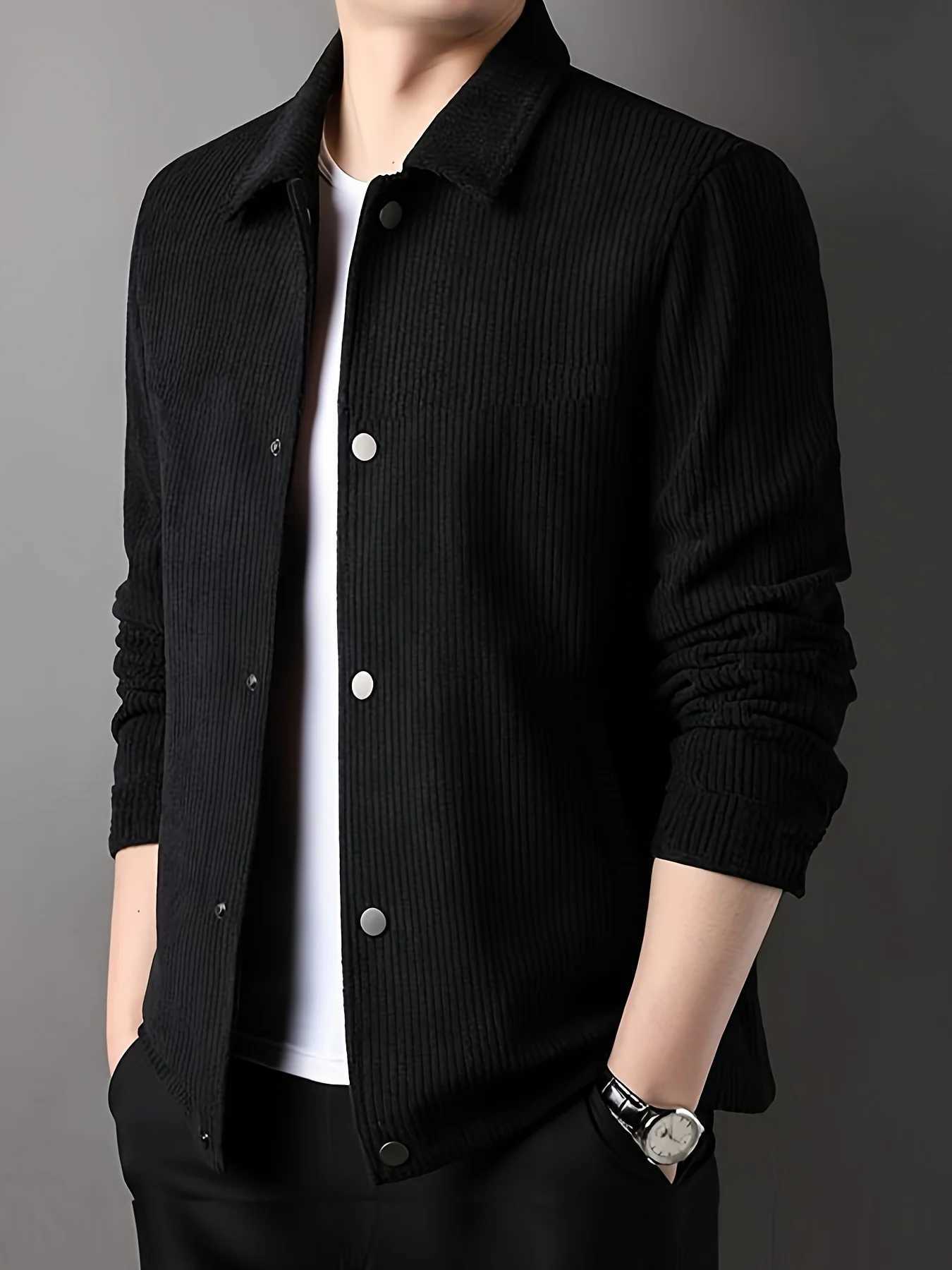 Mens New Corduroy Jacket with Lapel Casual Workwear Cardigan for Autumn and Winter Korean Trend Style W251023