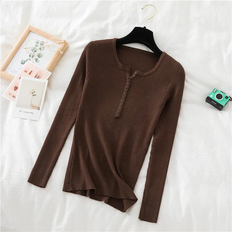 Women Pullover Autumn Winter Skinny Elastic Knitted Shirt Sweater Female Long Sleeve Slim Knit Bottoming Knitwear Tops 251020