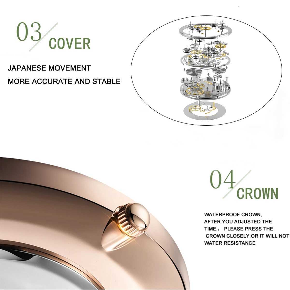 2023 New Women Bracelet Watch 1 Set Japan Quartz Movement Simple Rose Gold Stainless Steel Mesh Student Watches Relogio FemininoL251023