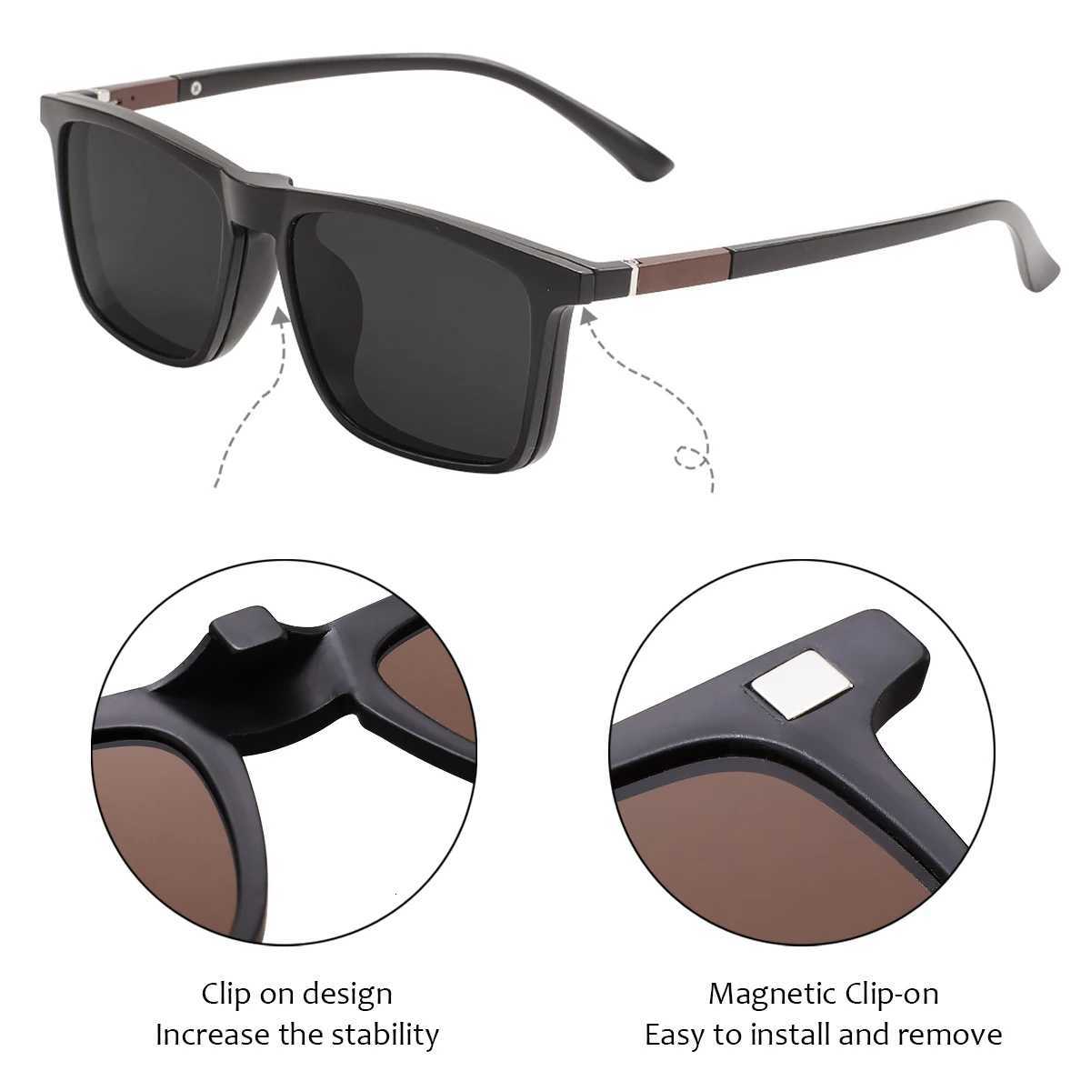 Unisex Polarized ClipOn Sunglasses Square UV400 Night Vision Driving Fishing Eyeglasses Clips Magnet Clip Men Sunglasses CoversW251023