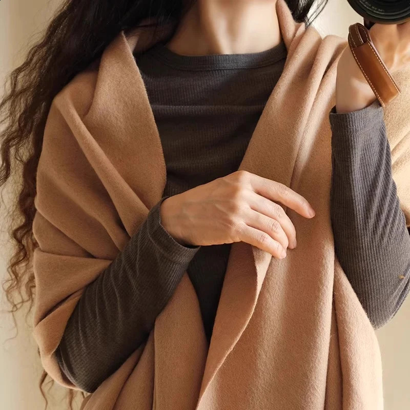 100 Wool Scarf Women Thick Cashmere Winter Scars Shawls Fashion Female Pashmina Scarves Oversized Keep Warm Warps 300g 251021