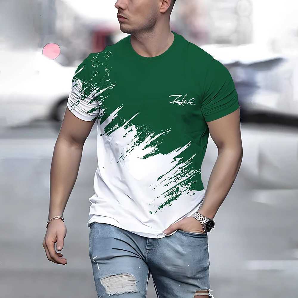 Hot selling summer mens balanced color letter print comfortable and breathable round neck Tshirt outdoor urban casual topXJ251023
