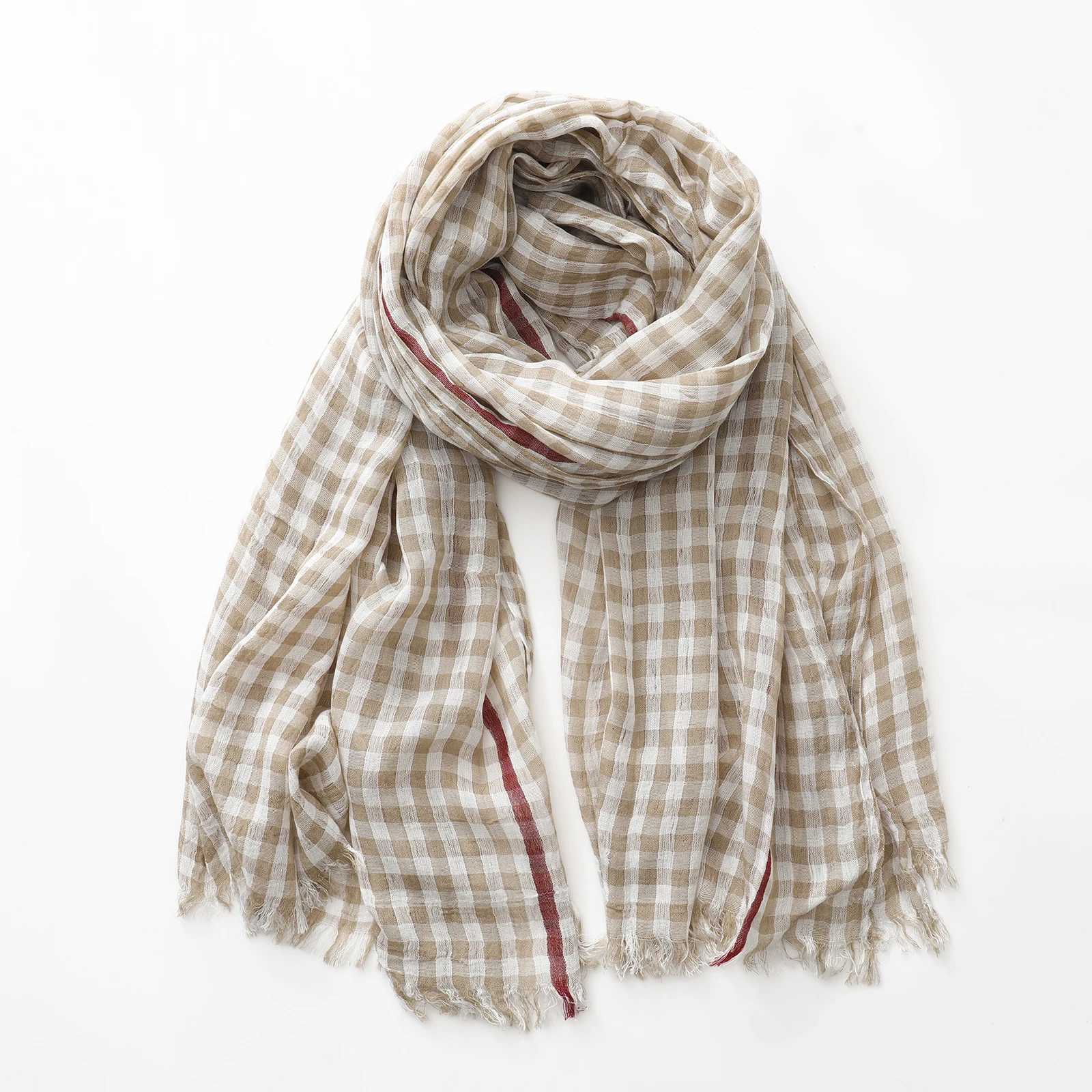 Cotton Linen Plaid Fashion Women Scarf Autumn Winter Warm Neckerchief Casual Male Accessories Tassel Bufandas Shawls J251113