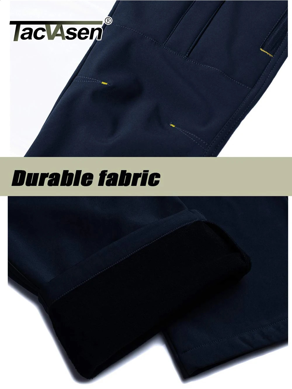 TACVASEN Winter Thermal Fleece Lined Pants Mens Waterproof Climbing Multipockets Windproof Hiking Outdoor Warm Trousers 251023