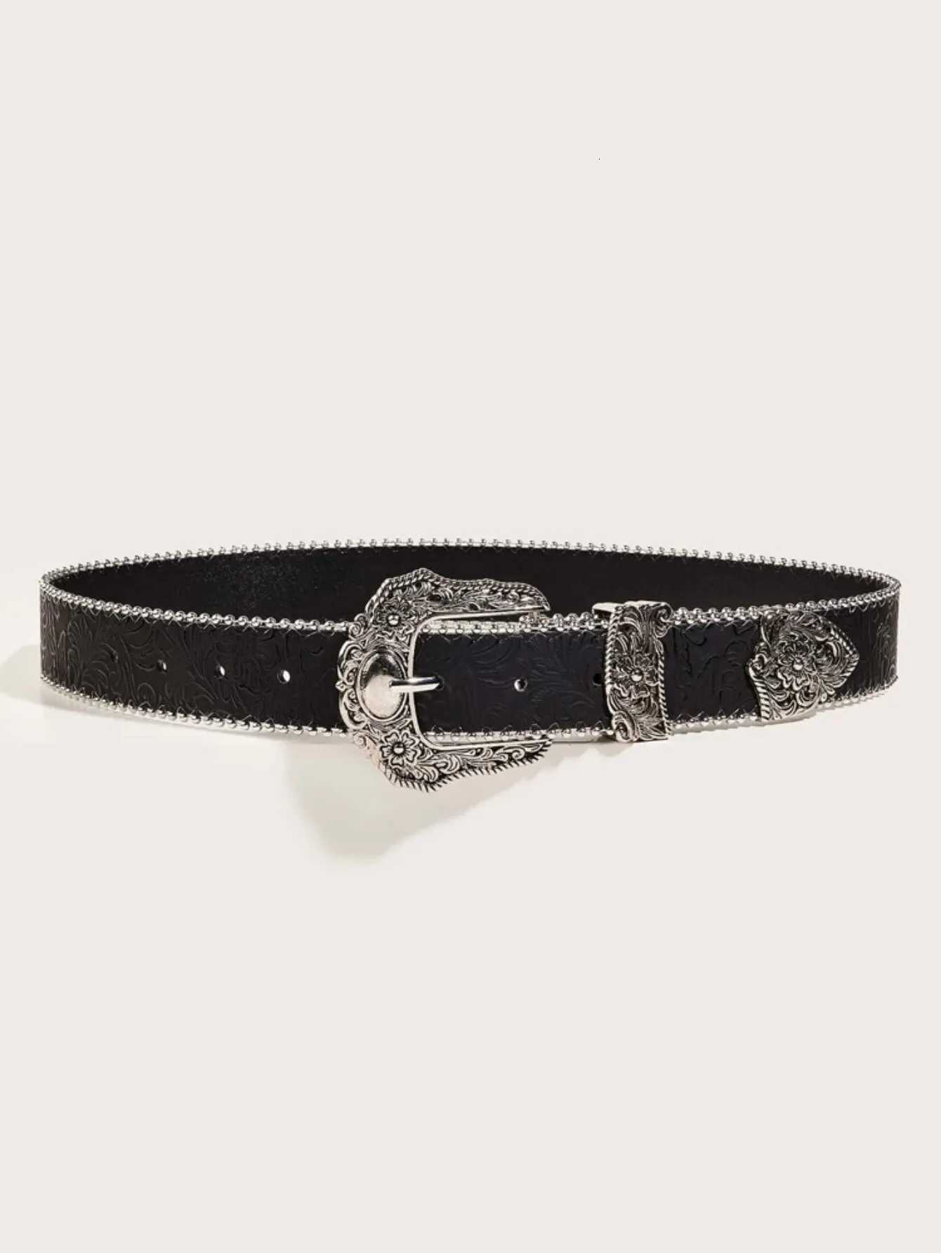 Western PU Leather Belt Western Cowboy Women Cowgirl Unisex Waist Belt with Metal Engraved BuckleXJ251023