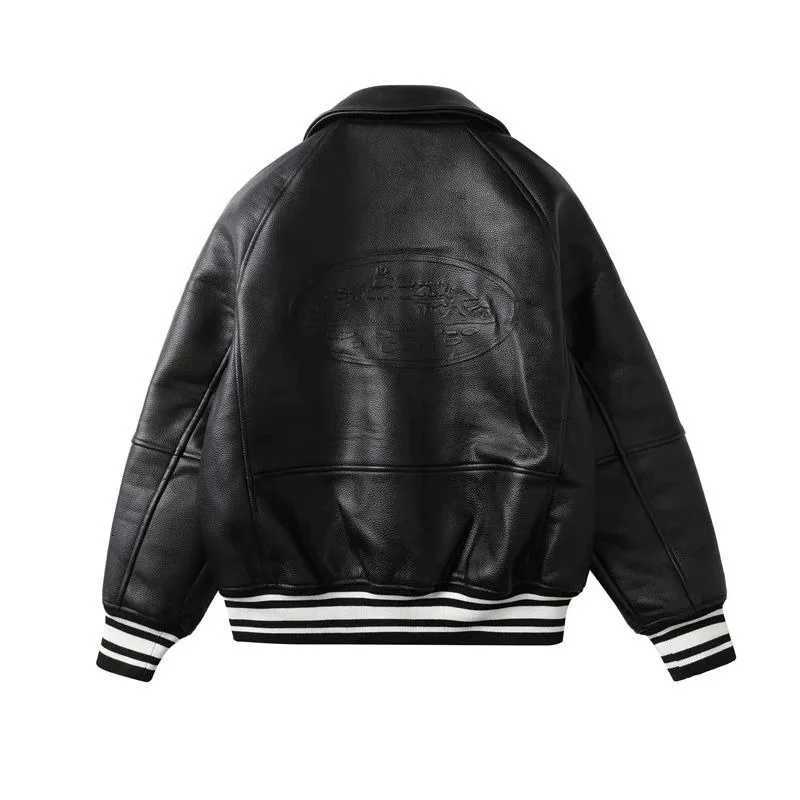 American New Fashion PU Leather Tide Brand Baseball Uniform Y2K Vintage Hip Hop Casual Loose Handsome Coat Men And Women W251023
