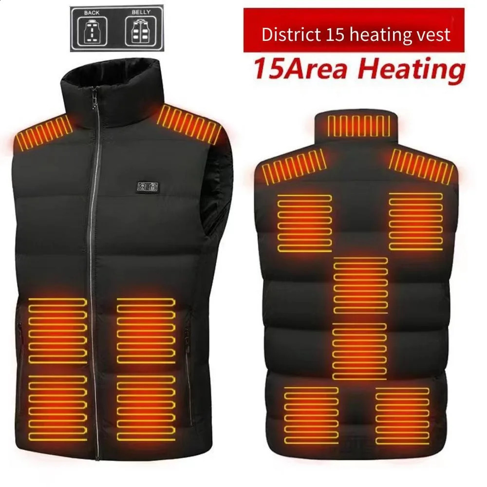 est Heated Vest for Men Women 15Zone Smart Electric Heating Jacket USB Charging Winter Thermal Waistcoat 251023