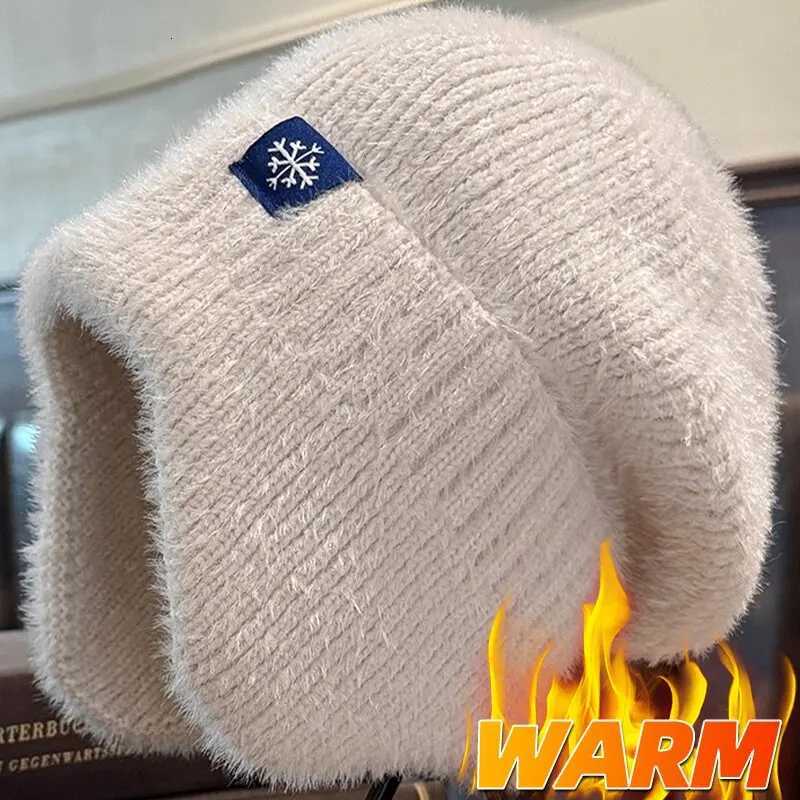 Hot Sa Wen Earflap Winter Hat Candy Fashion Faux Fur Knitted Hat Kpop Sty Soft Beanie Hats Fa StreetwearW251023