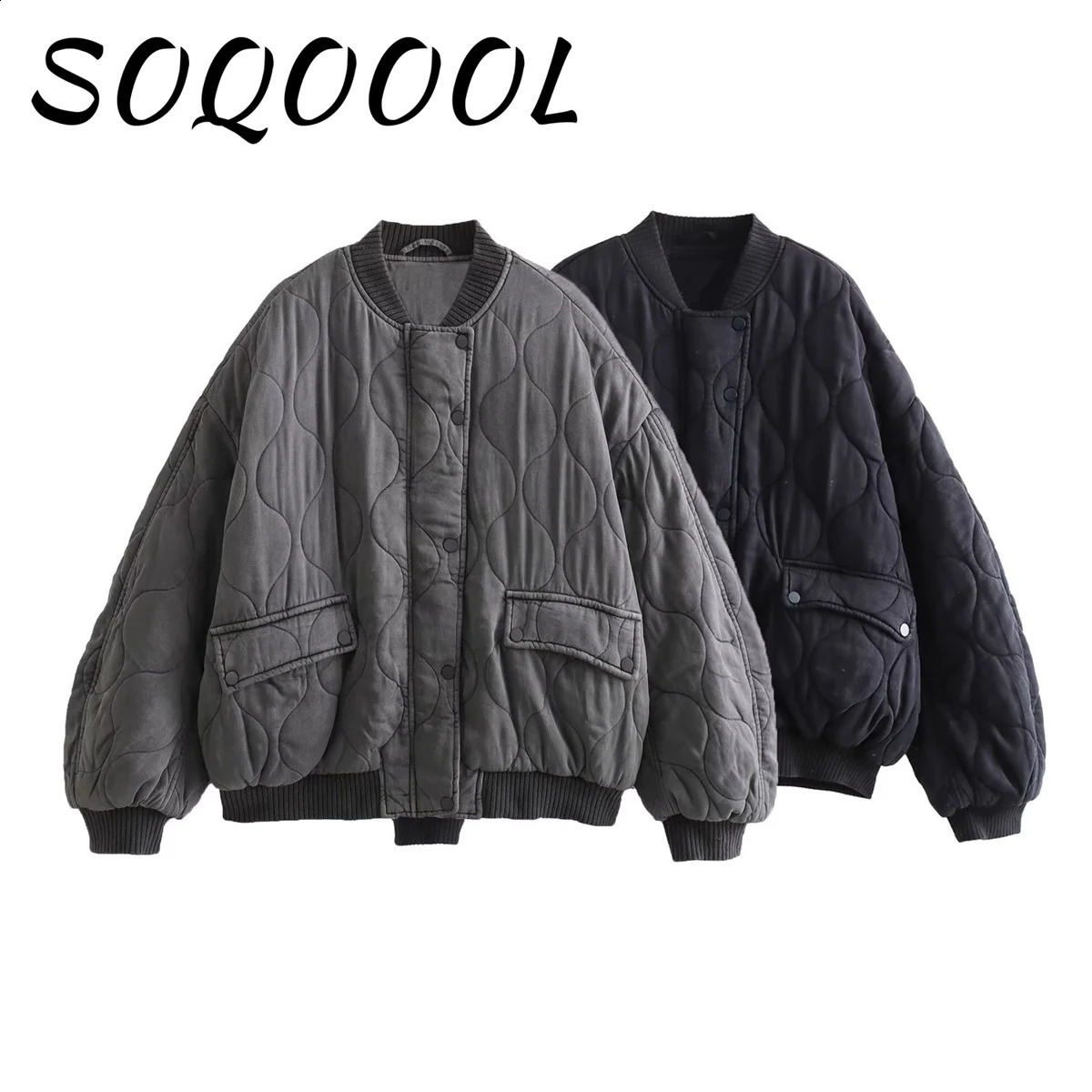 Fashion Elegant Solid Bomber Jacket Coat Womens Warm Long Sleeved Loose Casual Outwear Club Party Grey Street Wear Female 251013