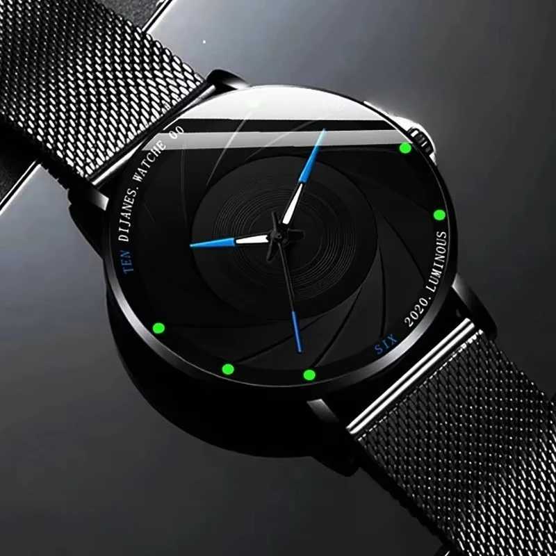 2024 Minimalist Mens Fashion Watches Ultra Thin Stainless Steel Mesh Belt Quartz Wrist Watch Men Business Watch Montre HommeL251023