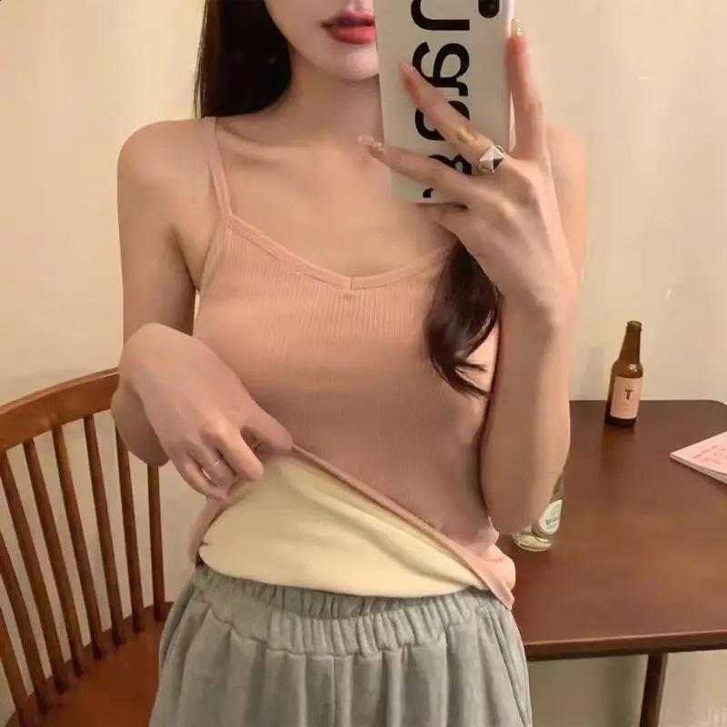 Women Velvet Vest Plush Winter Thickened Unwear Solid Color Thermal Underwear Camisole Warm Sling Vest Top Bottoming Clothing 251023