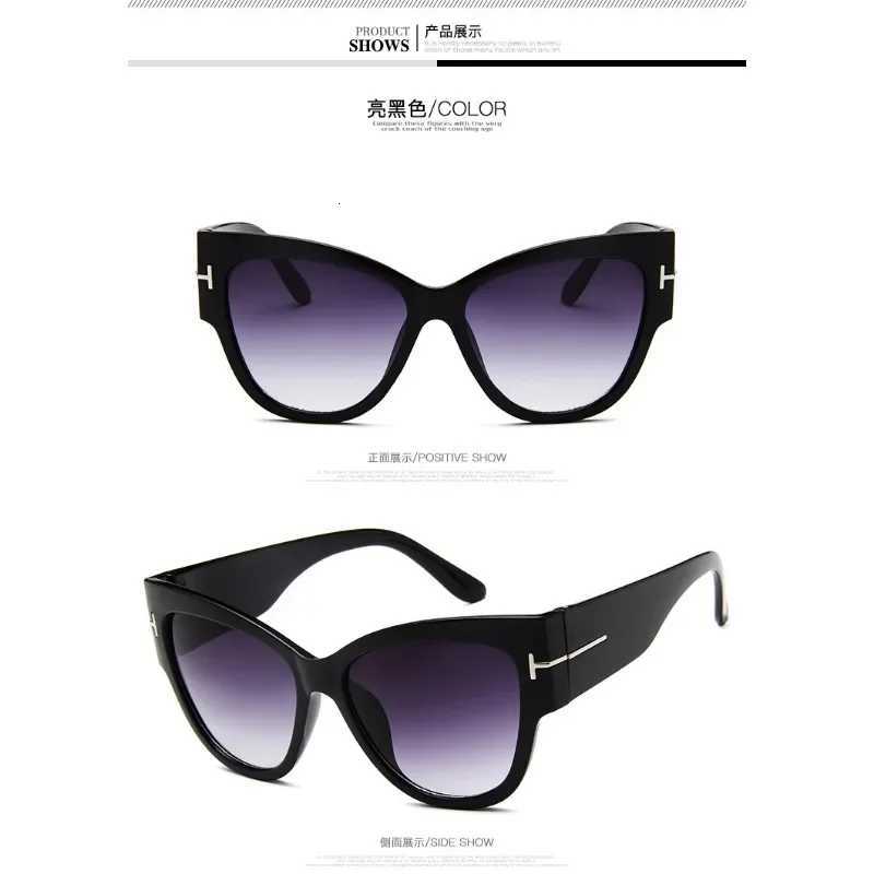 New Fashion Brand Designer Cat Eye Wen Sunes Fem Gradient Points Sun es Large Frame W251023