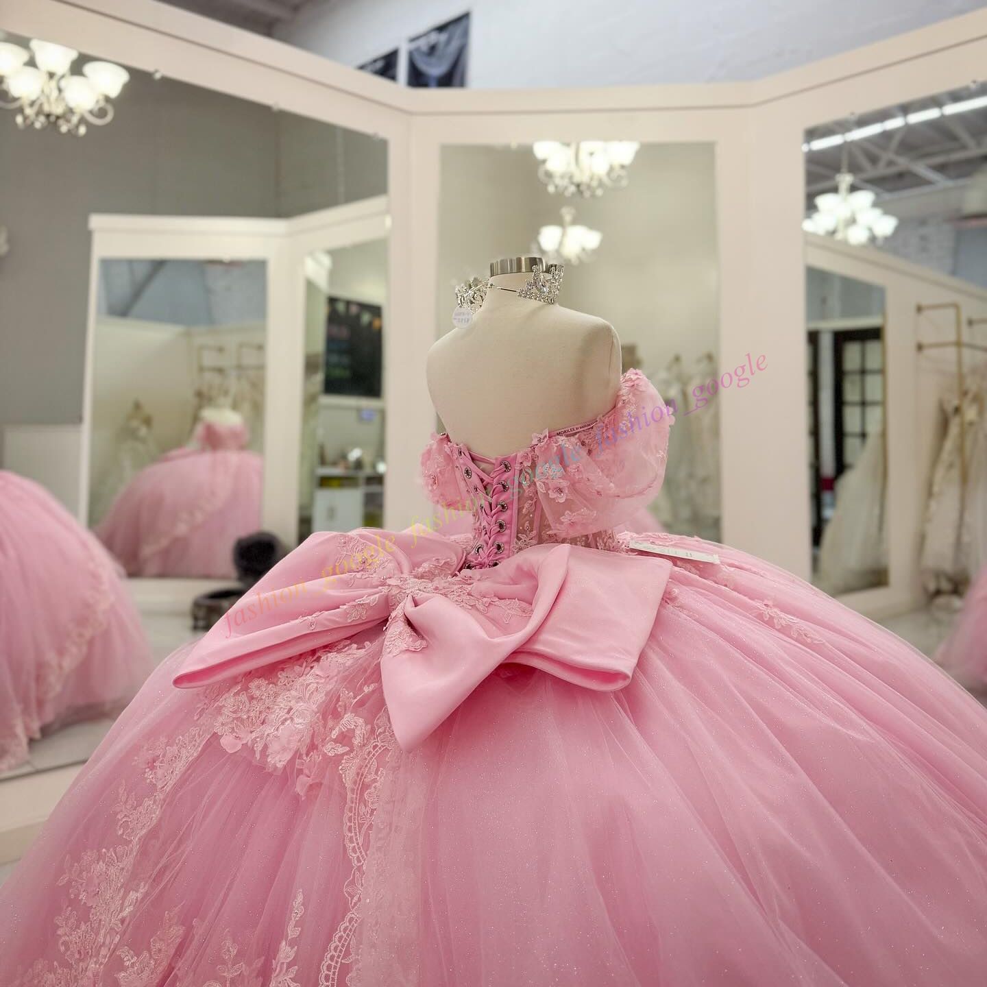 Glitter Pink Quinceanera Dress Sheer Corset Mexican Quince Sweet 15/16 Birthday Party Ball Gown Girl Drama Gala Off-Shoulder Pannier-Inspired Gathered