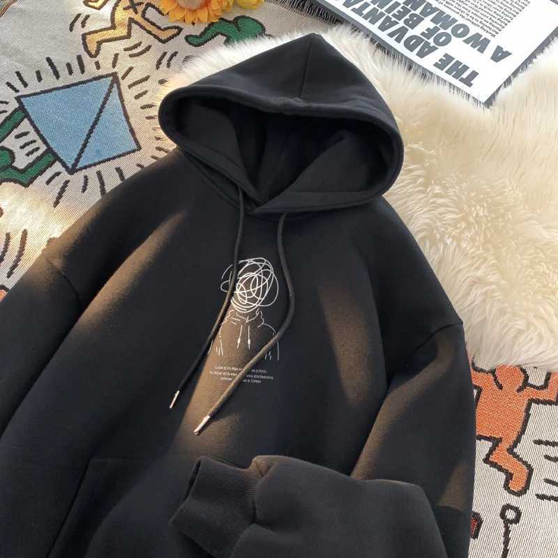 Cartoon Boy Brainstorming Printed Hoodies Mens Hip Hop Loose Sweatshirt Oversized Fashion Clothes Fleece Pullover SweatshirtsT251023