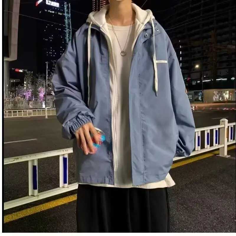 Fake two jacket mens trendy brand Hong Kong style versatile spring and autumn jacket with niche design sense W251023