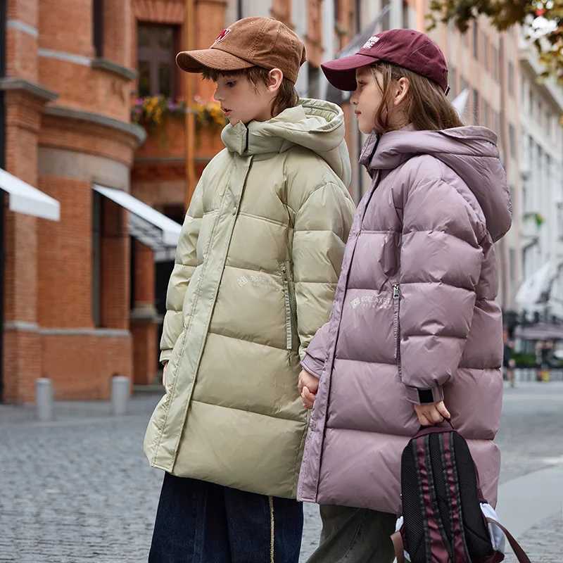 RAISE YOUNG 2025 Winter Children Down Jacket Thick Warm Long Hooded Down Jacket For Teenager Girls Outerwear Coats 6 To 14 Years Y251023