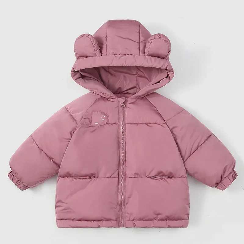 1 2 3 4 5 Years Girls Jacket Autumn Winter New Solid Color Cartoon Print Thick Warm Hooded Coats For Boys Cotton Down Outwear Y251023