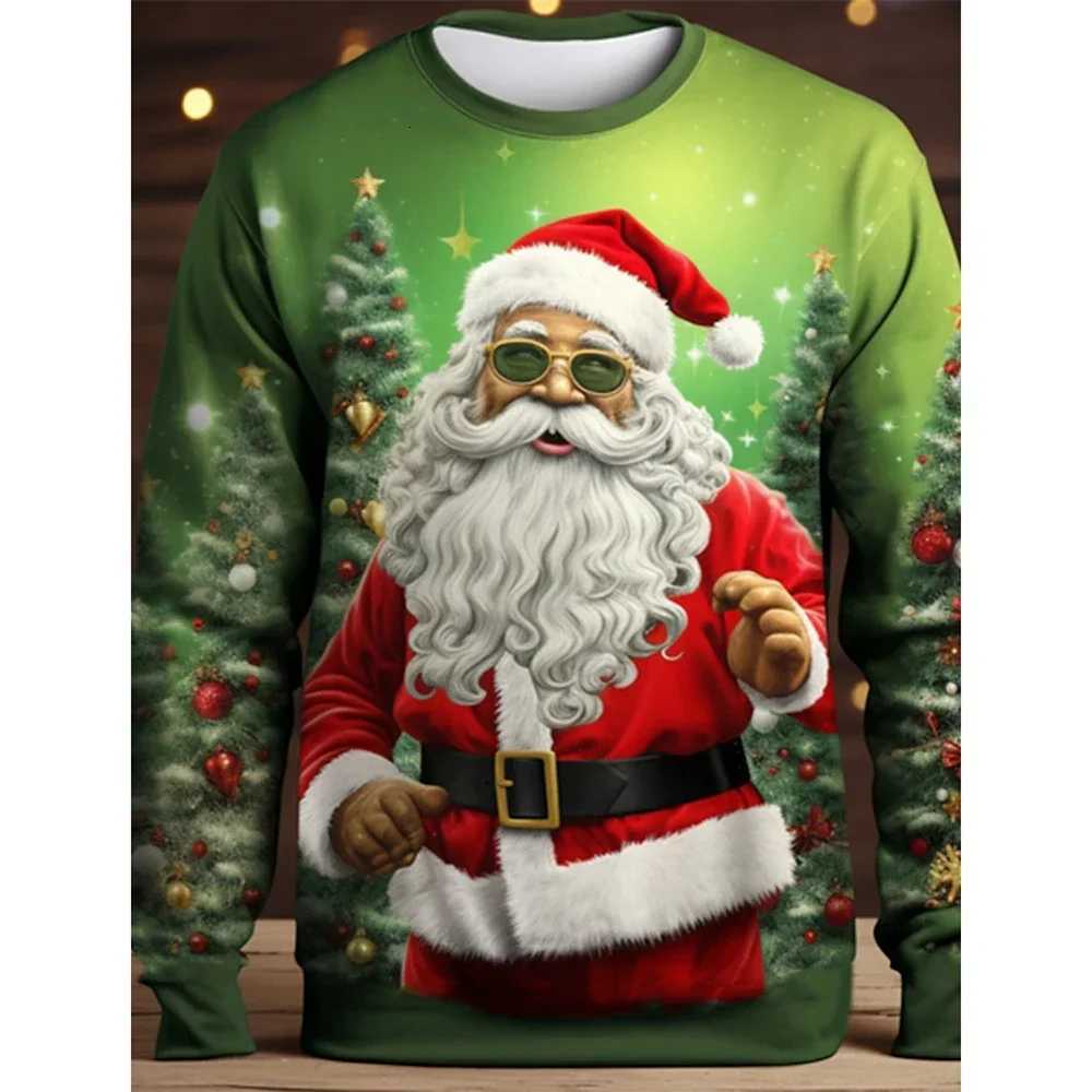 New Santa Claus printed Tshirt mens shirt top oversized Tshirt fun mens Tshirt holiday gift round neck clothes 6XLXJ251023