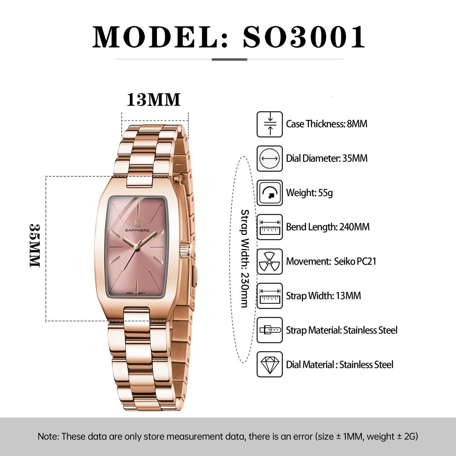 SAPPHERO Womens Quartz Watch Elegant Rose Gold Watch Waterproof 30M Watch Slim UltraThin Watch Premium Gift Box Set WatchL251023