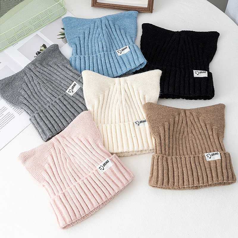 New Style Cute Cat Ear Hat Dandy Cap Kpop Style Beanie Hat Sweet AutumnWinter Hats For Women Street Warm Hats For GirlXJ251023