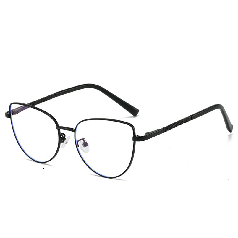 Fashion Metal Cat Eye Blue Light Blocking Can Be Paired with Prescription Optical Glasses, Trendy Non-Prescription Glasses for Men and Women