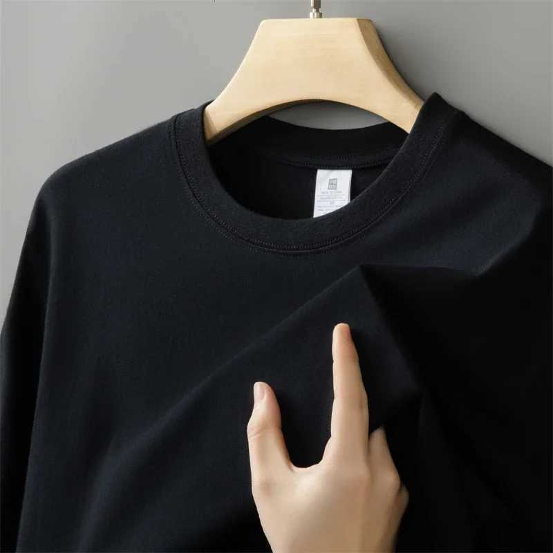 230g Mens Oversized Thick Round Neck Tshirt Summer Short Sleeved Tshirt Pure Cotton Solid Color Top Casual Versatile TshirtXJ251023