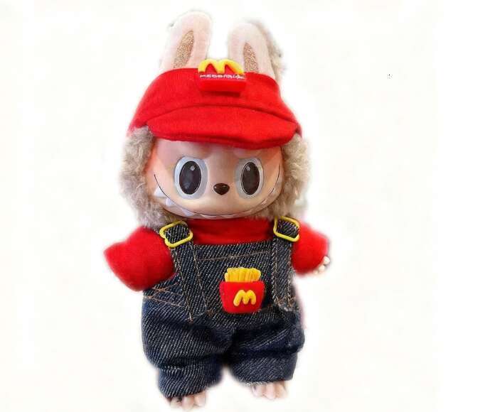 For 17cm V1V2 Labubu mcdonalds clothes Working Girl Set Cute Doll workwear Clothing boy outfit overalls accessories
