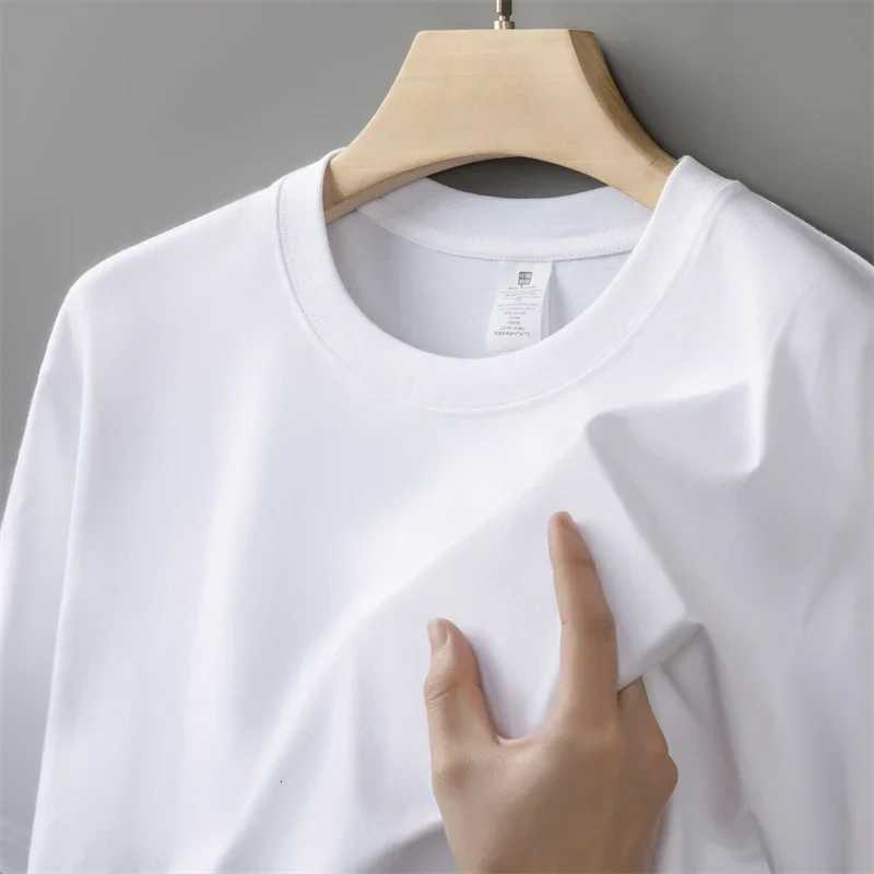 230g Mens Oversized Thick Round Neck Tshirt Summer Short Sleeved Tshirt Pure Cotton Solid Color Top Casual Versatile TshirtXJ251023