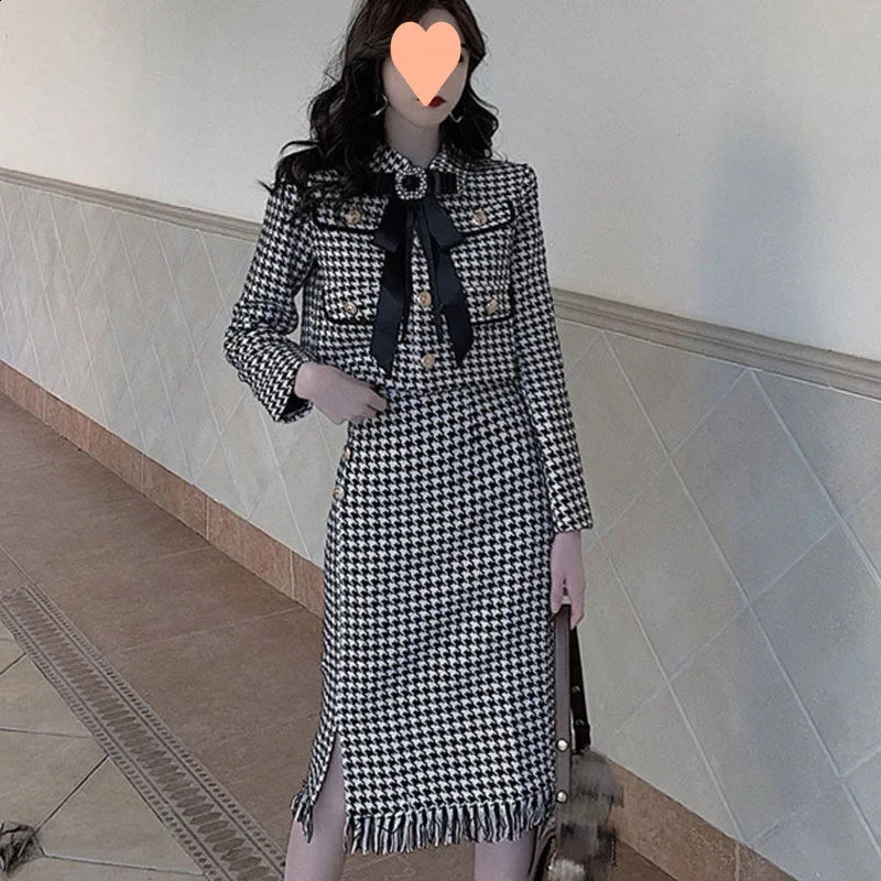Elegant Tweed Style Suit Jacket And Matching Set Womens Autumn Fashionable AgeReducing Lightweight Ladies Outerwear 251022