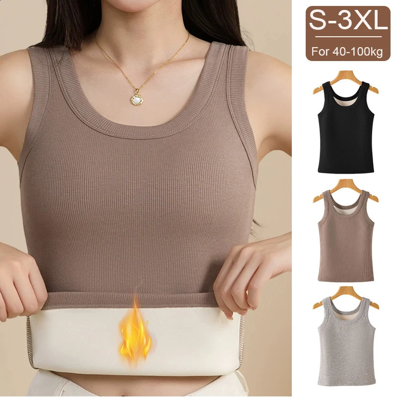 For 40100kg Autumn Winter Plus Size Hyaluronic Acid Thermal Vest For Women Fleece Lined Thickened Women Underwear Tank Tops 251023