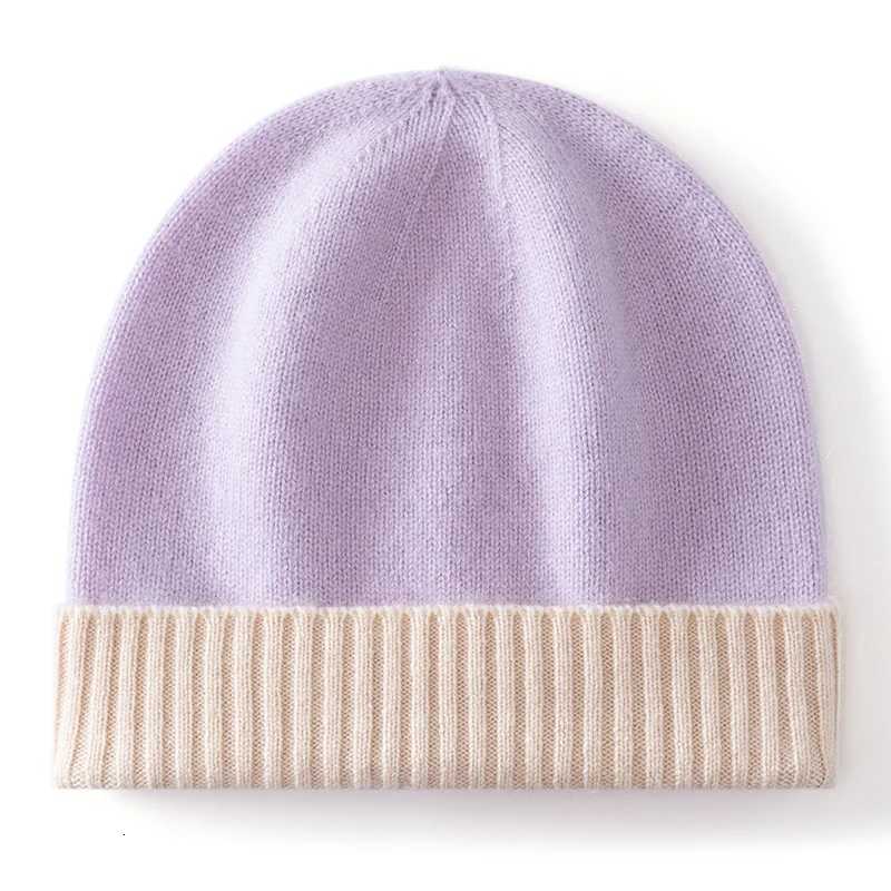 Color Block 100 Cashmere Hat Thickened Autumn Winter New Highend Knitted Hat Warm Unisex Outdoor Sports HatXJ251023