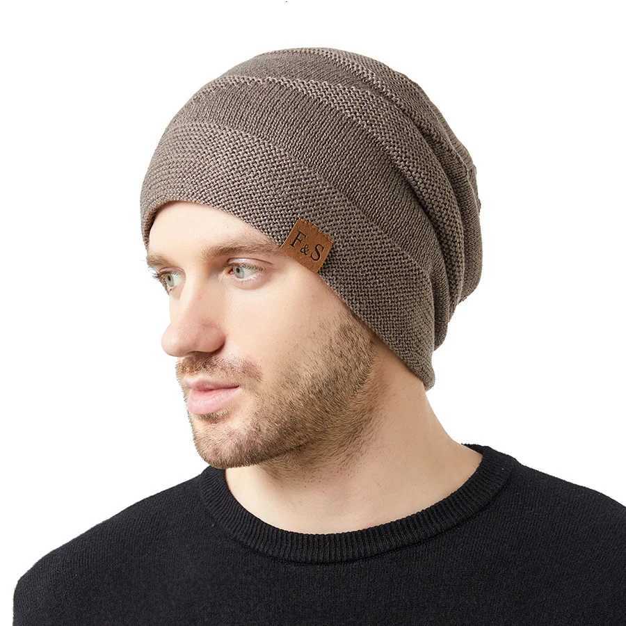 New Unisex Slouchy Winter Hats Knitted For Men And Women Beanie Cap Outdoor Add Fur Ing Warm Beanie Cap Casual Label Sports HatsXJ251023