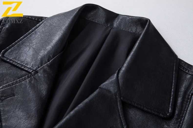 2025 New Mens Leather Jacket Urban Retro Midlength Belt PU Leather Coat chaqueta Autumn Winter Motorcycle Faux Leather Jacket W251023