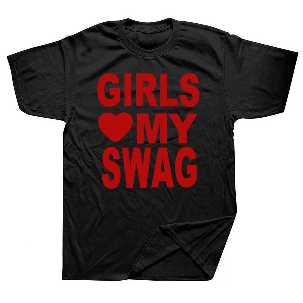 GIRLS LOVE MY SWAG Funny Printed Tshirts Graphic Tshirts High Quality Mens Short Sleeved Tshirts Mens Sportswear Mens TopsXJ251023