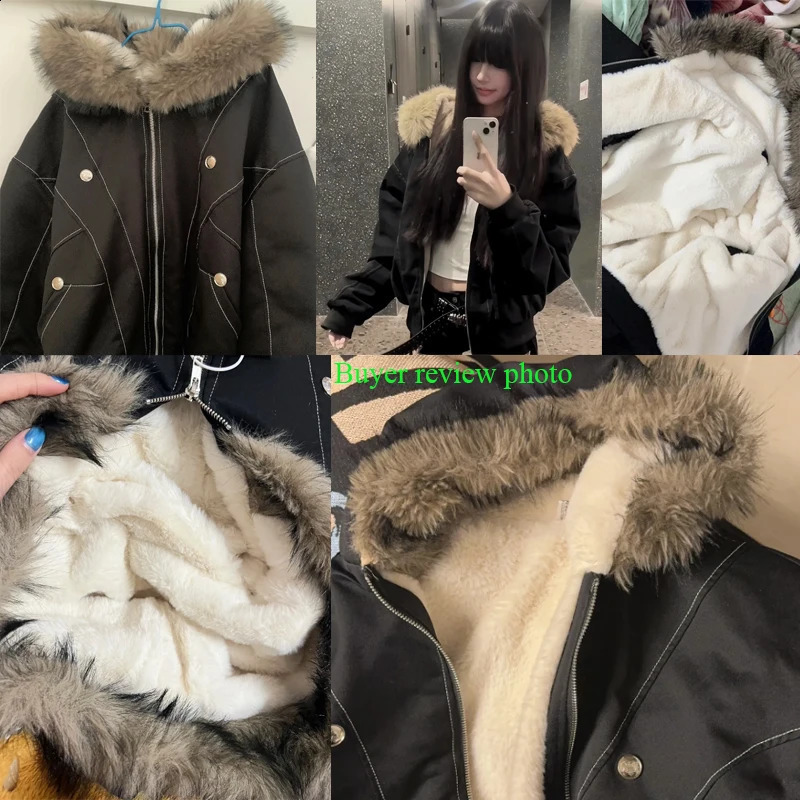 Hiphop Winter Men Coat Casual Thick Warm Women Parka Streetwear Loose Hooded Faux Mink Collar Couple Short 251018