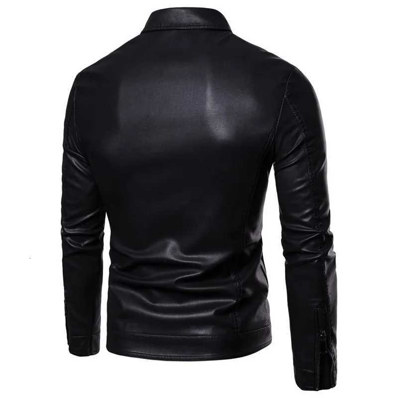 Mens leather jacket with a collar and thickened cotton for warmth clamped with cotton mens motorcycle leather jacket trendy W251023