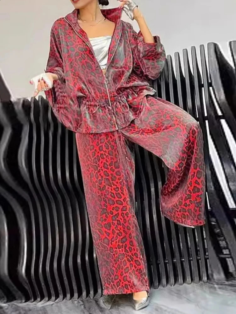 Autumn Womens Long Sleeve Casual Style Polyester Material Fashion Collar Loose Zipper Top Pants Set 251022