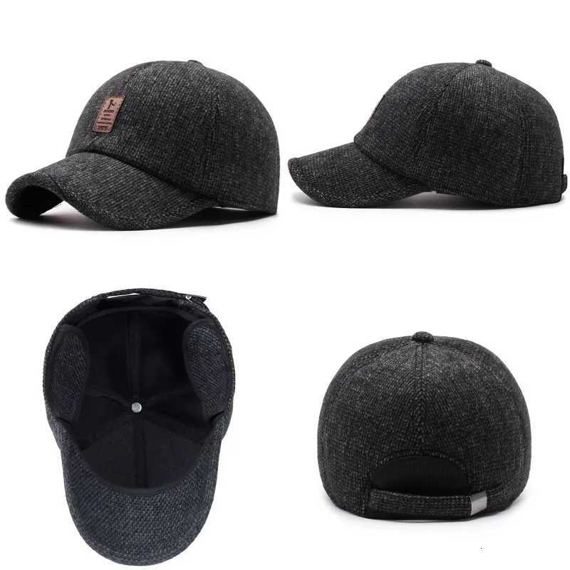 Autumn Winter Warm Men Woon Baseball Outdoor Ear Cover Earflaps Adjustab Hat Middaged Dad Hat With Earmuffs DesignW251023